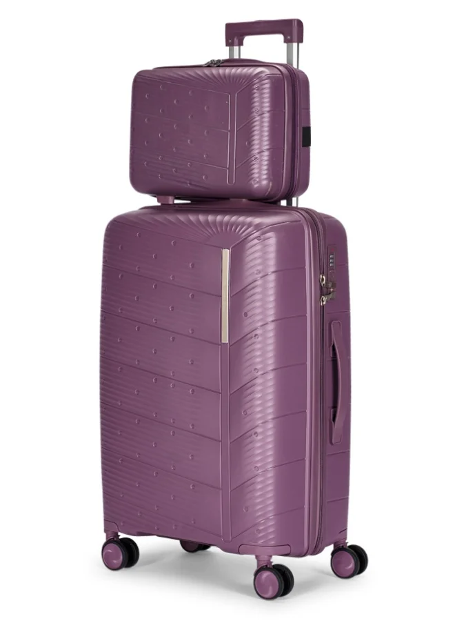 ليمرا طقم شنط سفر مكون من 4 حقائب أمتعة بعجلات و بتصميم صلب وقوي مصنوع  من مادة البولي بوربلين لون بنفسجي